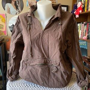 90s cinch green/purple/brown plaid top / Christopher & Banks / size large